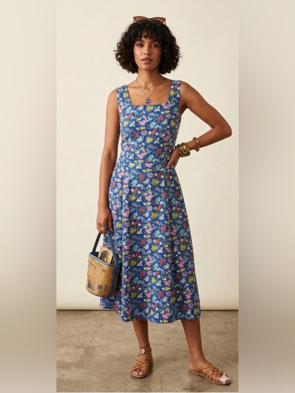 Vintage Liz Claiborne Dress 6 90s Floral Summer Pockets MIdi 1990's Rare EUC